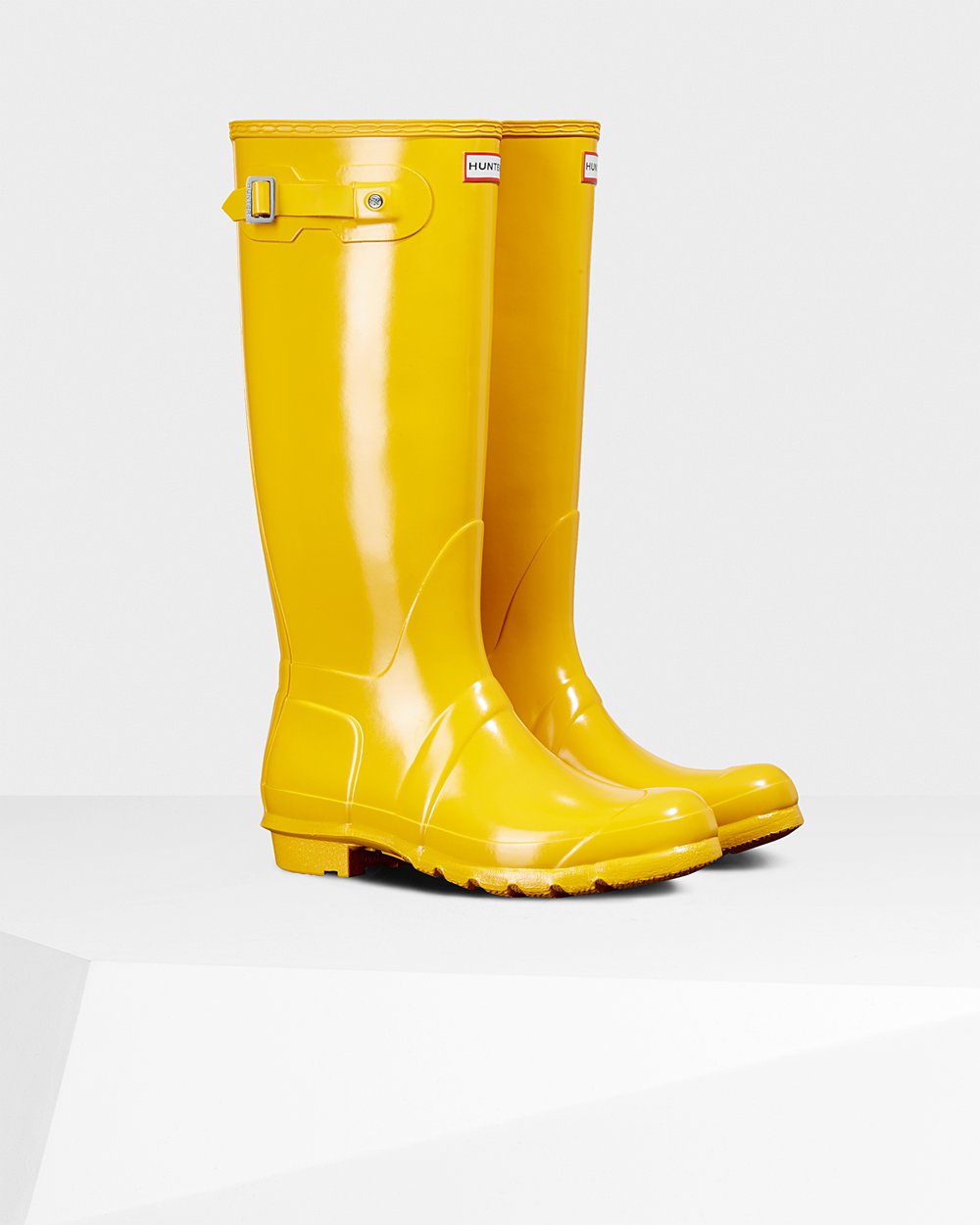 Hunter Original Gloss Tall Rain Boots - Sale Clearance Womens Yellow - HWXNIV096